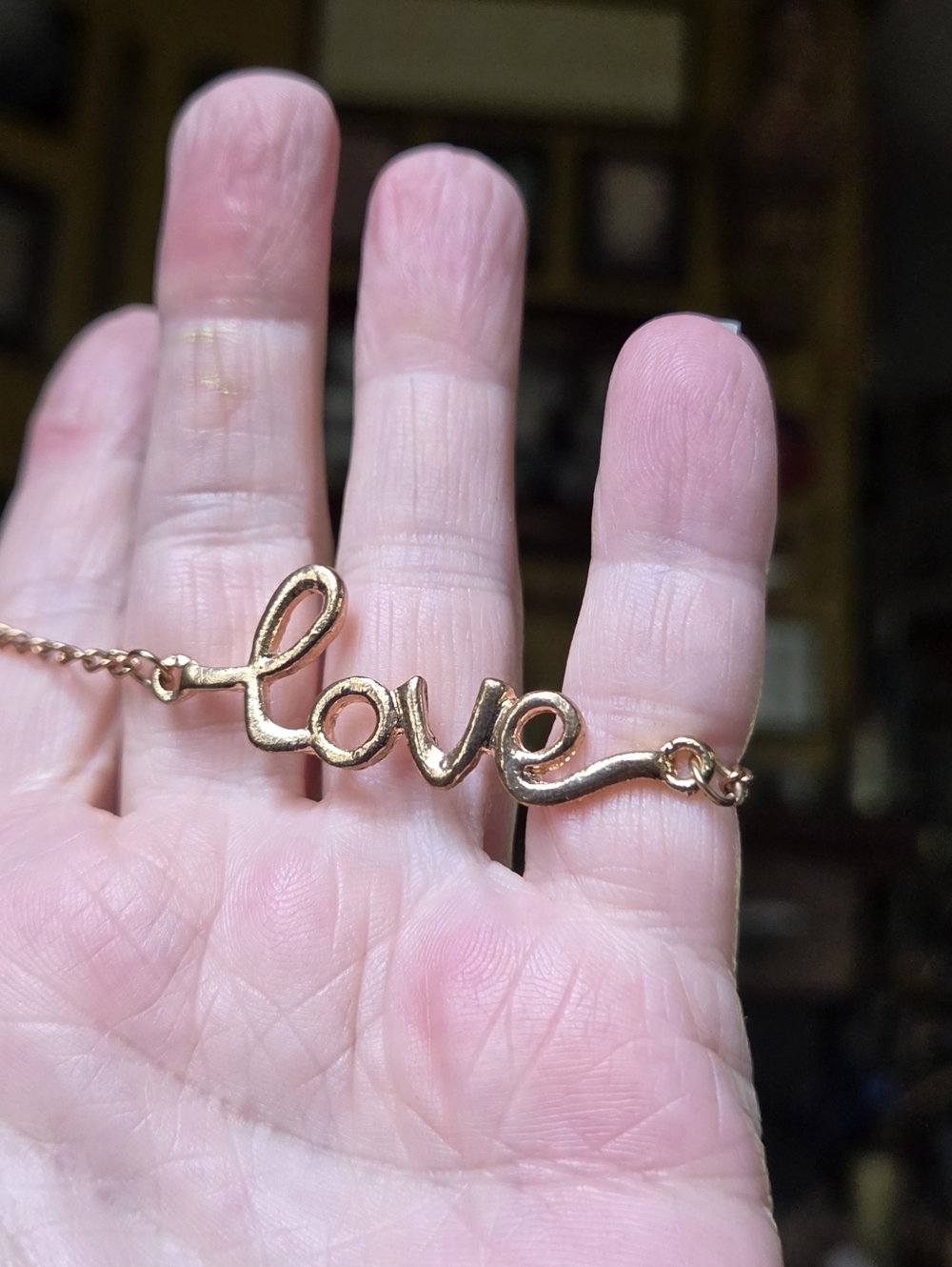 Gold "Love" Script Bracelet - Women's Fashion Jewelry Sz9" - Picture 3 of 5